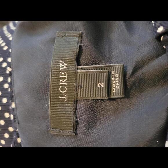 J CREW size 2 navy blue & white dots silk sleeveless blouse - Picture 4 of 6